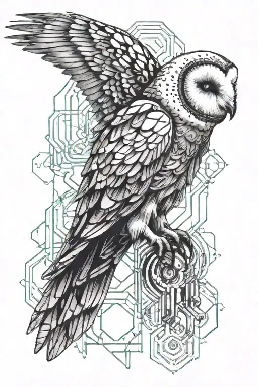 barn owl flying tattoo design idea