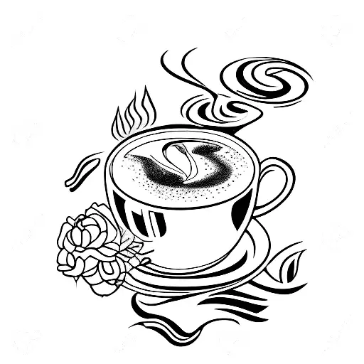 coffe and wine tattoo design idea