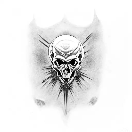 dark horror vampire skull with open jaw tattoo design idea