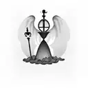 grim reaper holding an hourglass in heaven tattoo design idea