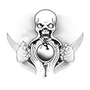 grim reaper holding an hourglass in heaven tattoo design idea
