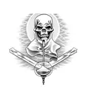 grim reaper holding an hourglass in heaven tattoo design idea