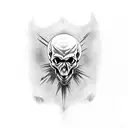 dark horror vampire skull with open jaw tattoo design idea