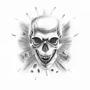 dark horror vampire skull with open jaw tattoo design idea
