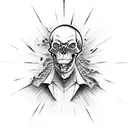 dark horror vampire skull with open jaw tattoo design idea