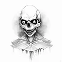 dark horror vampire skull with open jaw tattoo design idea