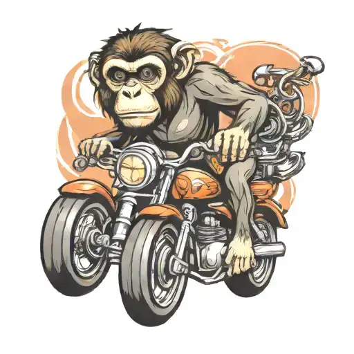 monkey riding a motorcycle tattoo design idea