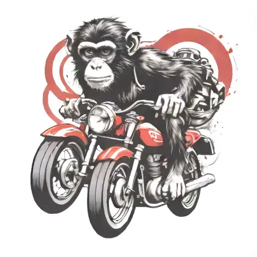 monkey riding a motorcycle with two wheels tattoo design idea