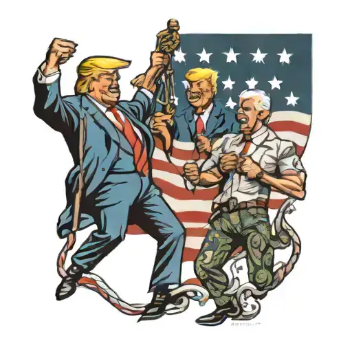 trump wining in a debte vs biden tattoo design idea