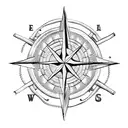 Nautical star, compass, maps, ropes, caravaca cross tattoo design idea