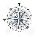 Nautical star, compass, maps, ropes, caravaca cross tattoo design idea