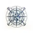 Nautical star, compass, maps, ropes, caravaca cross tattoo design idea