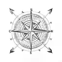 Nautical star, compass, maps, ropes, caravaca cross tattoo design idea