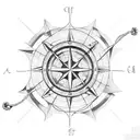 Nautical star, compass, maps, ropes, caravaca cross tattoo design idea