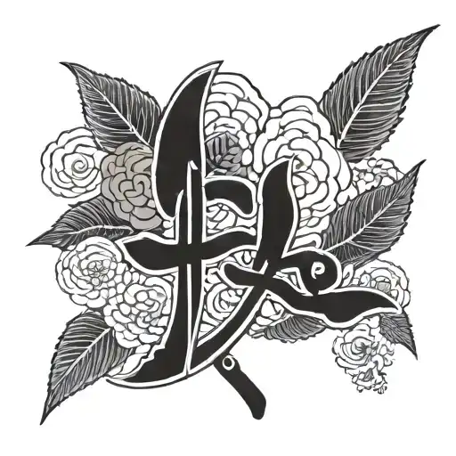 name 'Jairo' with a single leaf to the side tattoo design idea