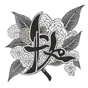 name 'Jairo' with a single leaf to the side tattoo design idea