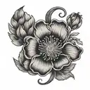 honeysuckle and poppy flower  tattoo design idea