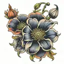 honeysuckle and poppy flower  tattoo design idea