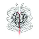 half heart with brain structure inside, other half the stroke survivor band in red. in the band written 'survivor' tattoo design idea