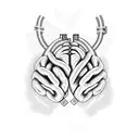 half heart with brain structure inside, other half the stroke survivor band in red. in the band written 'survivor' tattoo design idea