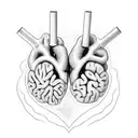 half heart with brain structure inside, other half the stroke survivor band in red. in the band written 'survivor' tattoo design idea