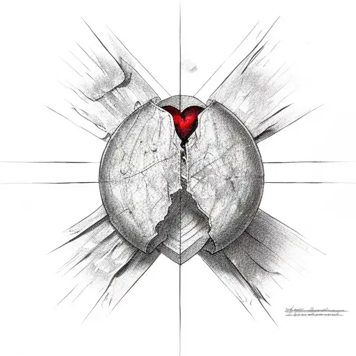 red scarred heart tattoo design idea