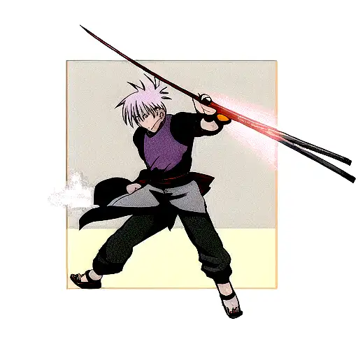 Mirai Trunks dressed as Ronin with no mask tattoo design idea