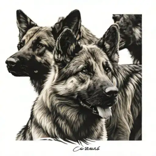 Cerberus German shepard tattoo design idea