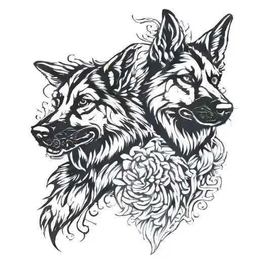Cerberus German shepard tattoo design idea