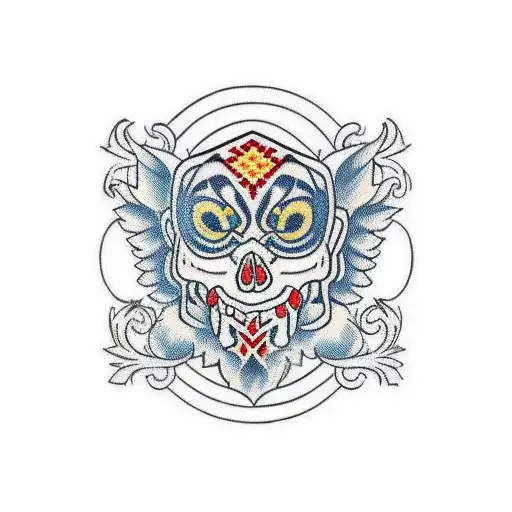 traditional Ukrainian embroidery shoulder tattoo design idea