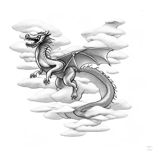 small dragon in the clouds tattoo design idea