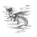 small dragon in the clouds tattoo design idea