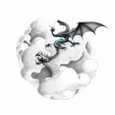 small dragon in the clouds tattoo design idea