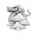 small dragon in the clouds tattoo design idea