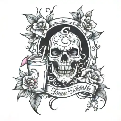 Bone milk to the mouth tattoo design idea