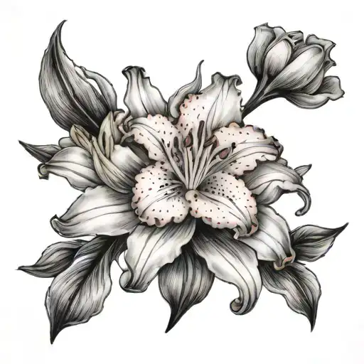 carnation and lily flower mix tattoo design idea