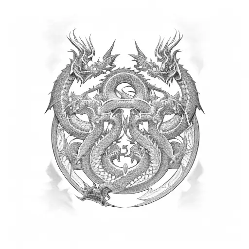 a Kriss sword with two dragons wrapped around tattoo design idea