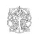 ygg drasil tree surrounded by celtic knots tattoo design idea