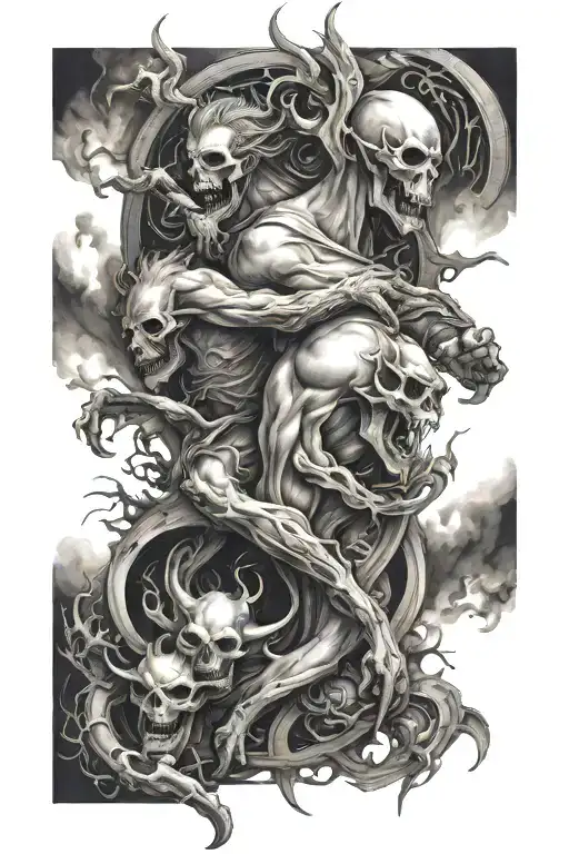 internal battle between good and evil tattoo design idea
