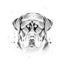 A Rottweiler portrait with a backdrop of the Armenian flag tattoo design idea