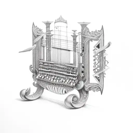 Musical Lyre tattoo design idea