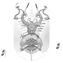 Musical Lyre tattoo design idea
