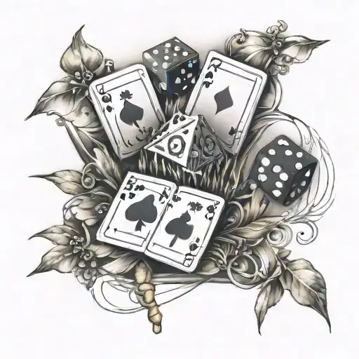 poker cards dice and cross   tattoo design idea