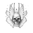 Half skull half butterfly on a dagger tattoo design idea