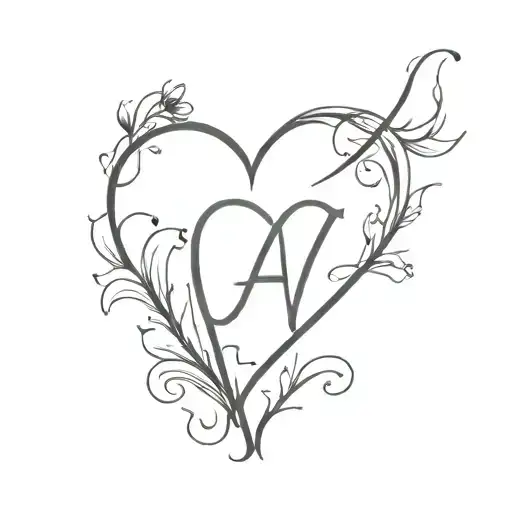 Heart with the initial A with mom  tattoo design idea