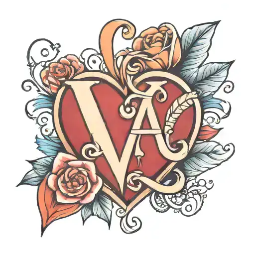 Heart with the initial A with mom  tattoo design idea