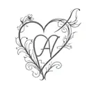 Heart with the initial A with mom  tattoo design idea