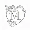Heart with the initial A with mom  tattoo design idea