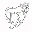Heart with the initial A with mom  tattoo design idea