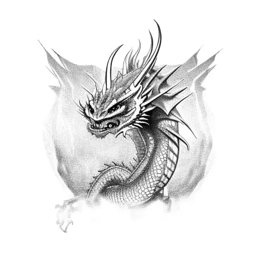 dragon cyberpunk  tattoo design idea